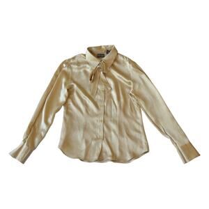 NY&CO Satin Silk Button Up Blouse Champagne Gold Size M